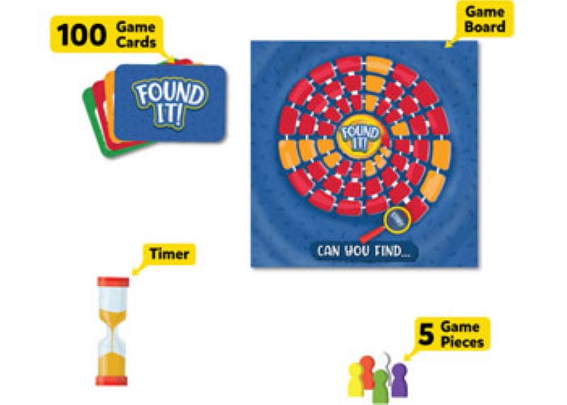 A colorful board game showcasing the Skillmatics - Found It! logo, designed for exciting scavenger hunt family fun.