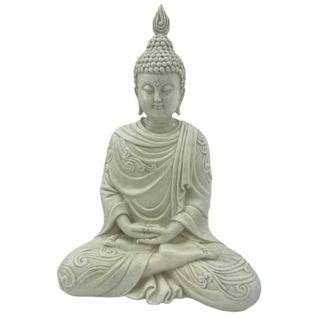 Antique effect Thai Buddha statue in cream, measuring 8x8x14.5 cm, exuding tranquility and mindfulness for your decor.