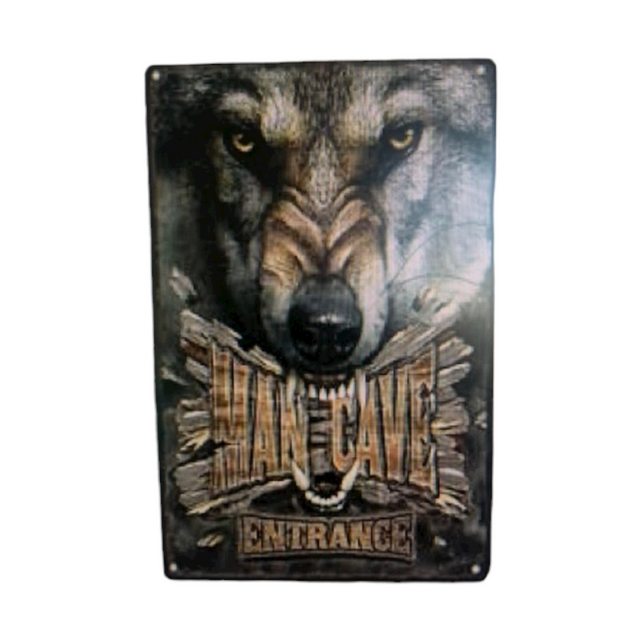 Metal wall art sign for man caves, measuring H:30 x W:20 cm, showcasing individual style and rugged decor.