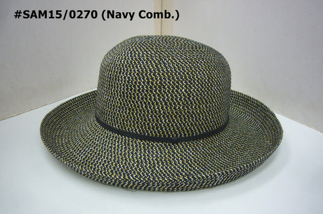 Bohemian navy bucket sun hat with UVPF 50+, blocking 97.5% of harmful sun rays. Size: 57cm.