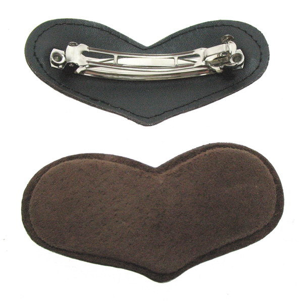 Brown suede hairclip measuring 85 X 40mm, perfect for stylish updos or casual looks, combining elegance and comfort.
