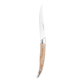 Wilkie Pakka 4-piece steak knife set featuring 12cm stainless steel blades and elegant Pakkawood handles for effortless cutting.