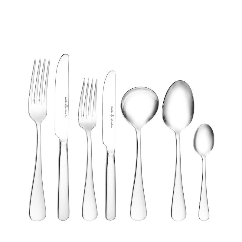 Wilkie Edinburgh 18/10 Cutlery Set, 42 pieces in mirror polished stainless steel, perfect for elegant dining and gifting.