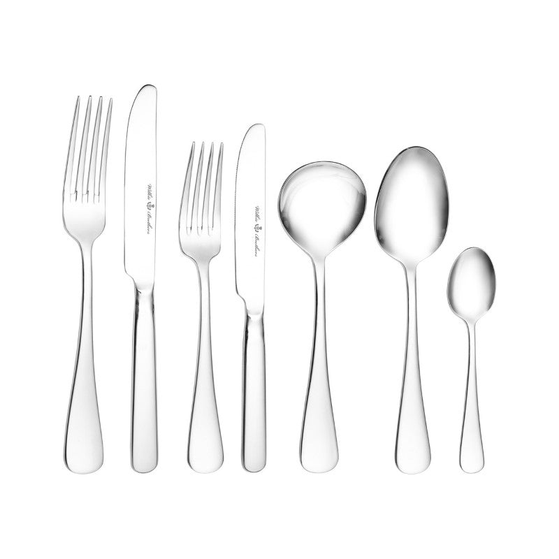 Premium 56-piece Wilkie Edinburgh cutlery set in 18/10 stainless steel, perfect for elegant dining and everyday use.