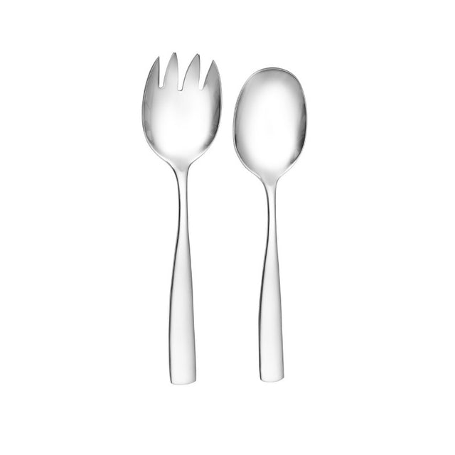 Elegant Wilkie Hartford 18/10 stainless steel salad set with fork and spoon, polished finish for stylish serving and durability.