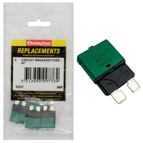 High-performance 30Amp circuit breaker blade fuses in a 5-pack, designed for reliable automotive electrical protection.