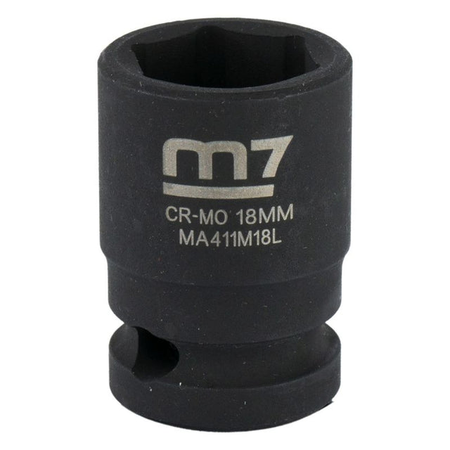 M7 Impact Socket 1/2in Drive 18mm, robust design for heavy-duty tasks, ensuring strength, durability, and a secure fit on fasteners.