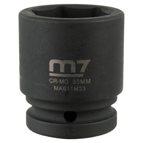 M7 Impact Socket 3/4in Dr. 33mm, chrome molybdenum steel, durable, compact design for automotive and machinery tasks.