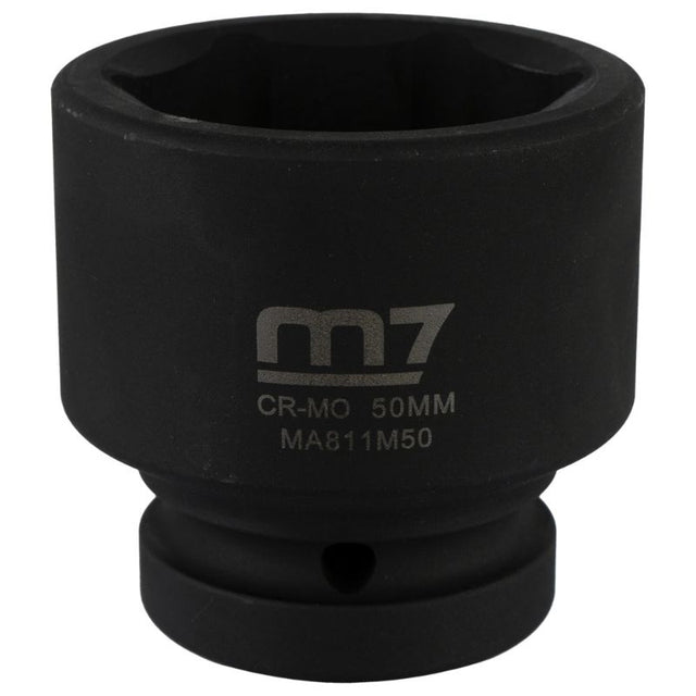 M7 Impact Socket 1in Dr. 50mm, heavy-duty tool for automotive and machinery repairs, durable with secure fit for tough jobs.