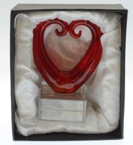 Ornament - Glass Kissing Korus Heart - Kiwiana