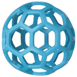 Large JW Hol-ee Roller dog toy in vibrant color, made of durable rubber, ideal for fetching, chewing, and treat dispensing.