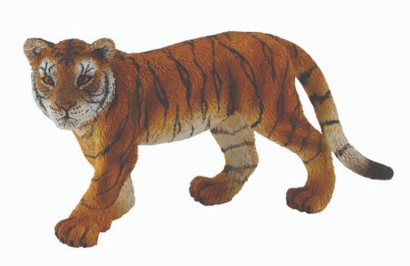 Medium Tiger Cub Walking Figurine by CollectA, intricately crafted, vibrant colors, perfect for decor and education.