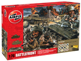 Airfix Battlefront D Day Collection kit featuring Sherman and Tiger tanks, British and German figures, and a diorama base.