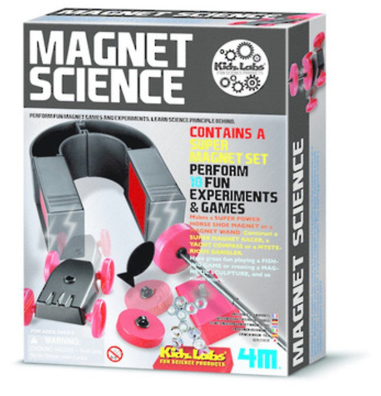 Educational magnet science kit for kids featuring 10 experiments, super magnets, and hands-on STEM learning activities.