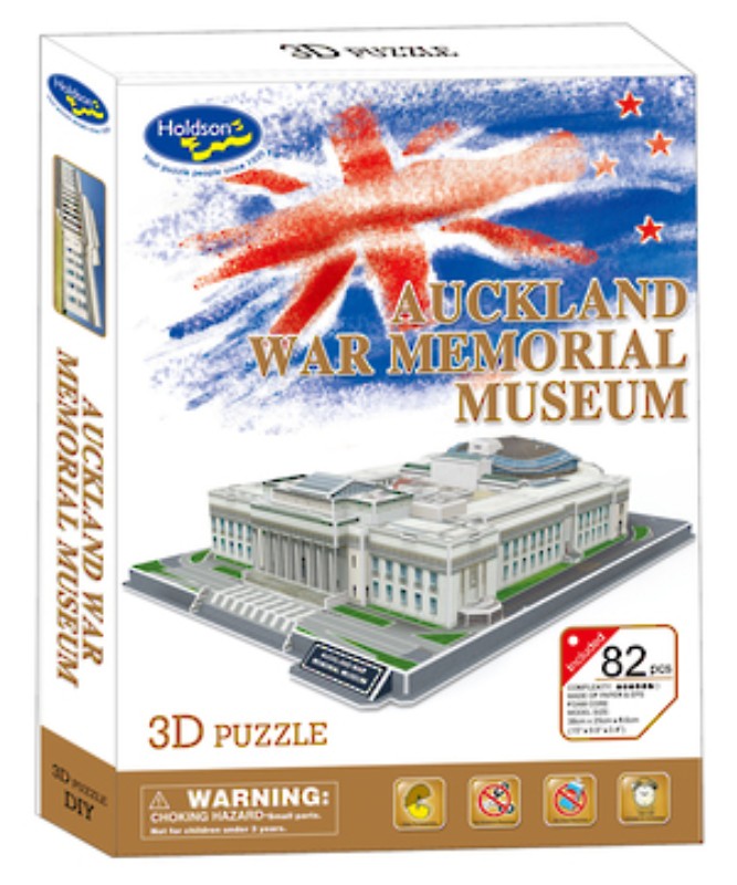 3D puzzle of the Auckland War Memorial Museum with 82 pieces, ideal for history lovers and creative families aged 8+.