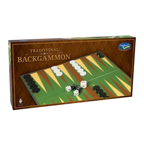 A premium Backgammon set featuring 30 intricately designed checkers, for two players aged 8+, made in New Zealand.