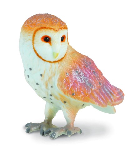 Small Collecta Barn Owl Figurine showcasing intricate details and natural charm, perfect for collectors and wildlife enthusiasts.