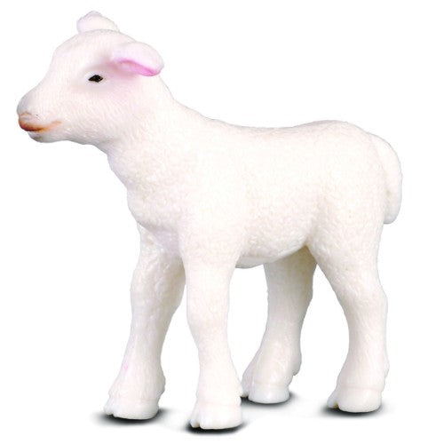 Small standing lamb figurine by Collecta, 4.5cm x 4cm, realistic design perfect for collectors and decor.