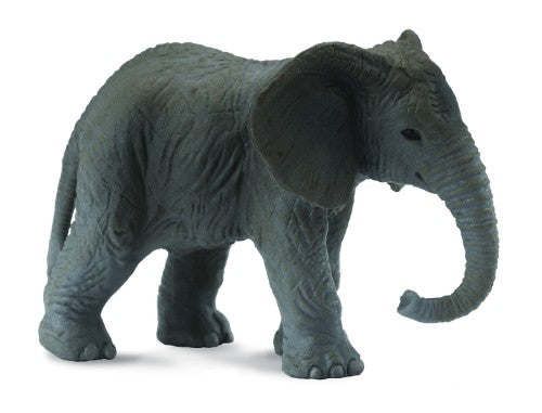 Small African Elephant Calf Figurine by Collecta, intricately detailed, perfect collectible for wildlife enthusiasts.