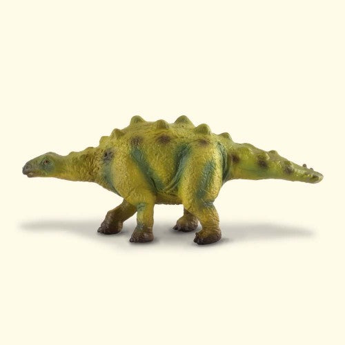 Hand-painted Stegosaurus baby figurine, 10cm x 4cm, featuring distinctive plates and spikes, perfect for play or display.