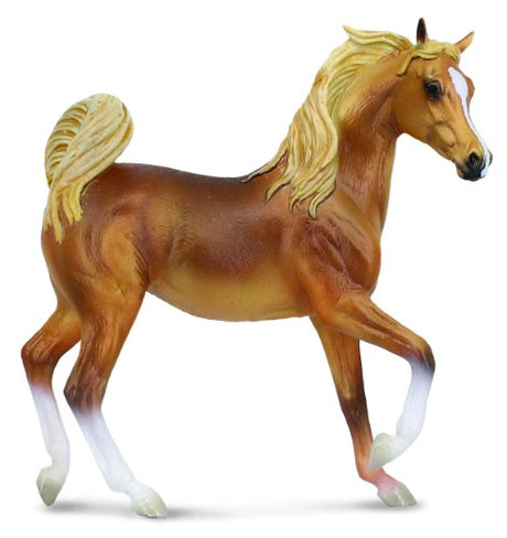 Stunning XL Arabian Mare figurine in golden chestnut, showcasing elegant features, perfect home decor for horse lovers.