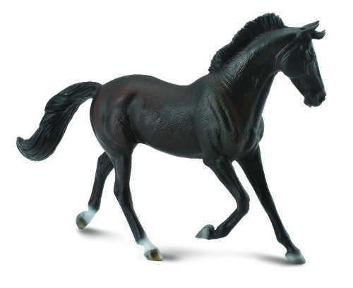 Majestic black Thoroughbred mare figurine, 16.5 cm x 12 cm, showcasing exquisite detailing for horse enthusiasts.