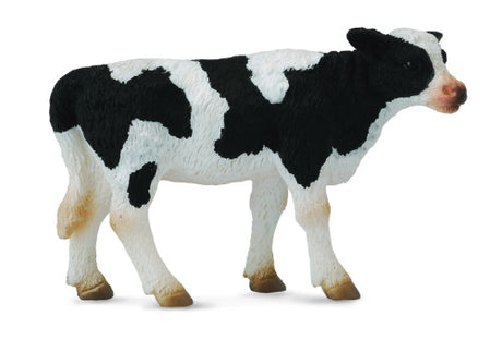 Friesian calf standing figurine by Collecta, small size with detailed markings, perfect for decor or educational play.