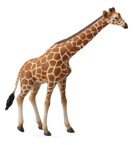 Hand-painted XL Reticulated Giraffe figurine from Collecta, showcasing intricate patterns and rich colors for home decor.