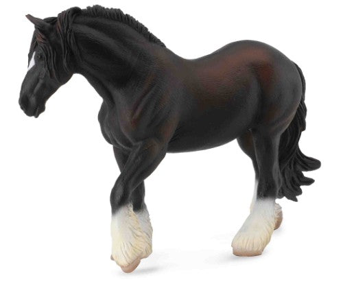 Majestic black Shire horse mare figurine, 17cm x 12.3cm, perfect for collectors and horse lovers.