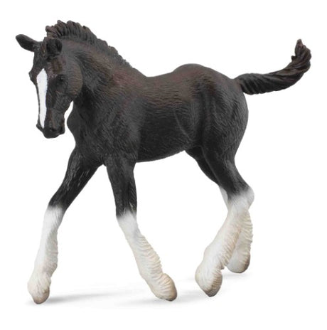 Shire Horse Foal Black Figurine in medium size, showcasing intricate details, ideal for collectors and equestrian enthusiasts.