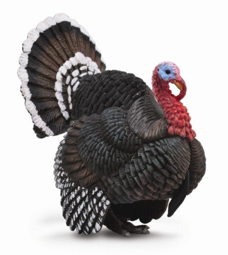 Large turkey figurine by Collecta, showcasing intricate details and vibrant colors, perfect for collectors and nature lovers.