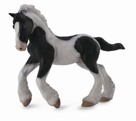 Medium Gypsy Foal Black & White Piebald Figurine, showcasing detailed craftsmanship and charm of the Gypsy horse.