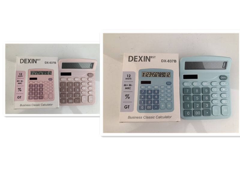 Eco-friendly solar calculator, 14.5cm x 11.7cm, available in assorted vibrant colors for sustainable and reliable use.