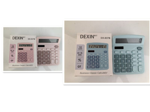 Eco-friendly solar calculator, 14.5cm x 11.7cm, available in assorted vibrant colors for sustainable and reliable use.