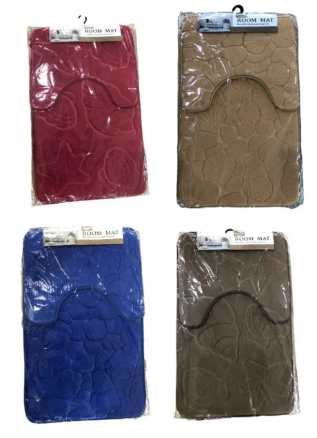 Plush assorted bath mats (78x50 cm) for comfort, style, and moisture absorption with non-slip backing for safety.