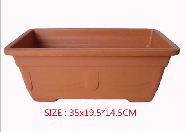 Rectangular 35cm planter pots, pack of 6, ideal for stylish indoor/outdoor plant displays and creative arrangements.
