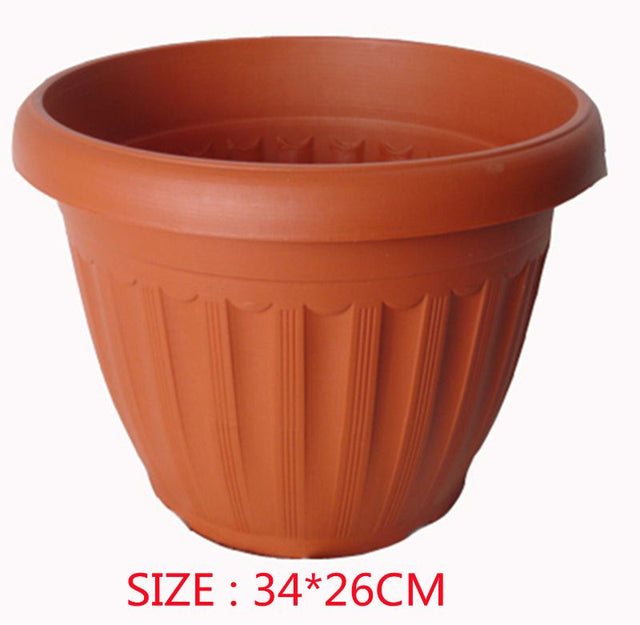Stylish set of 3 round planter pots, 34CM wide, ideal for indoor/outdoor greenery and promoting healthy root growth.