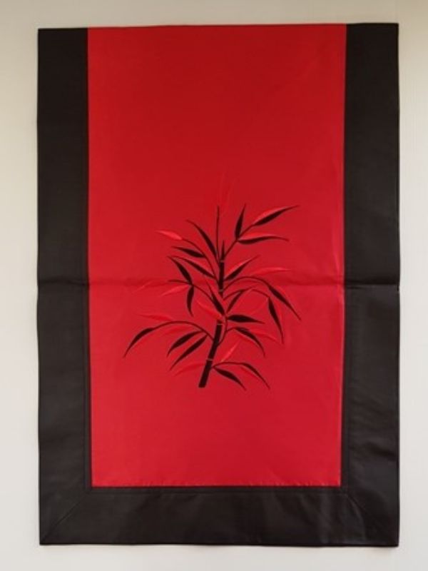 Fabric & Silk Table Runner Red & Black