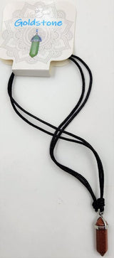 Set of 6 goldstone point pendants, shimmering and symbolizing ambition, creativity, and personal growth.