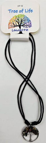 Set of 6 Unakite Tree of Life pendants, symbolizing personal growth and healing with nature-inspired design.