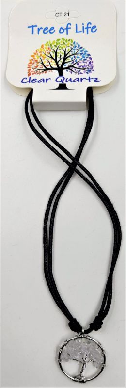 Set of 6 Tree of Life Clear Quartz Pendants for spiritual growth, energy amplification, and protection against negativity.