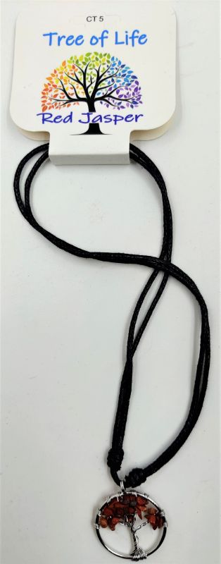 Set of 6 Tree of Life pendants in Red Jasper, symbolizing growth, healing, and protective energy for spiritual enhancement.