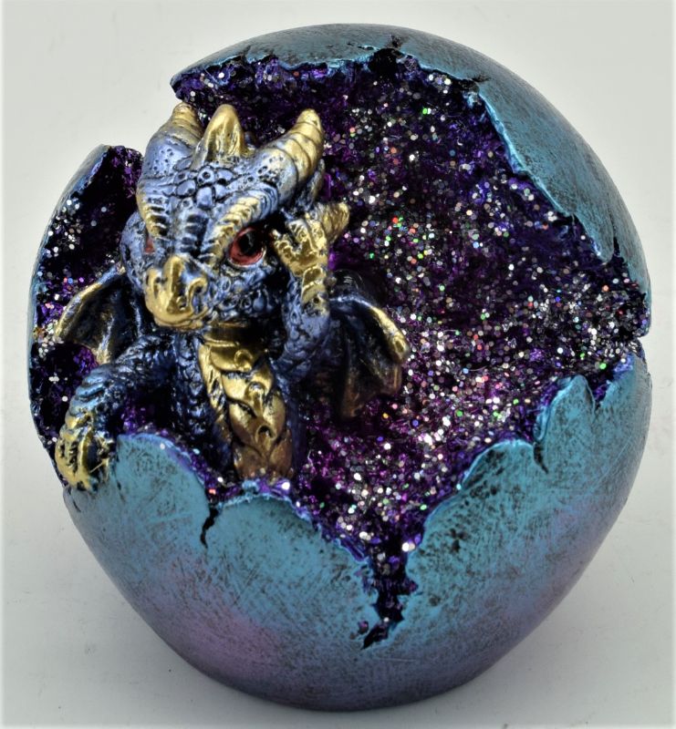 Ornament - Blue Dragon In Crystal Ball with LED (8cm)