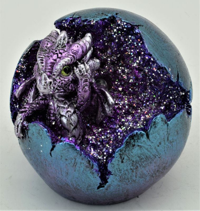 Ornament - Purple Dragon In Crystal Ball with LED (8cm)