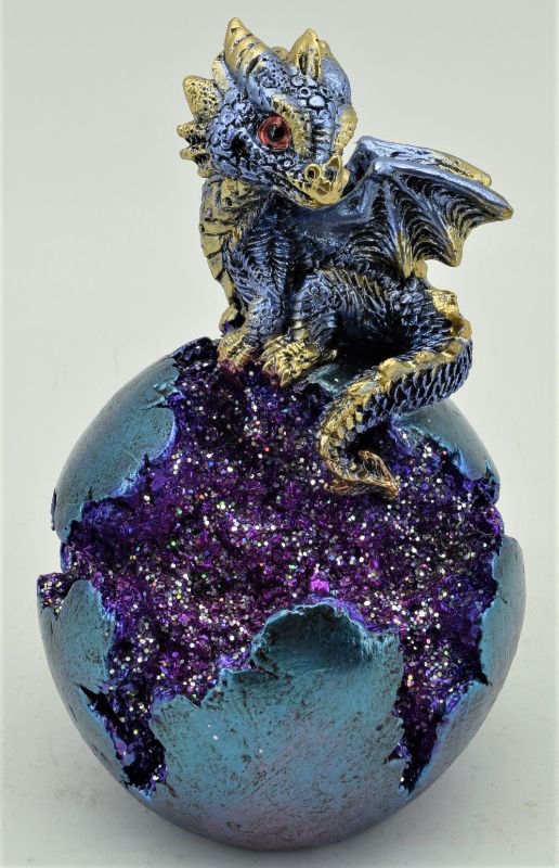 Ornament - Blue Dragon On Crystal Ball with LED (12cm)