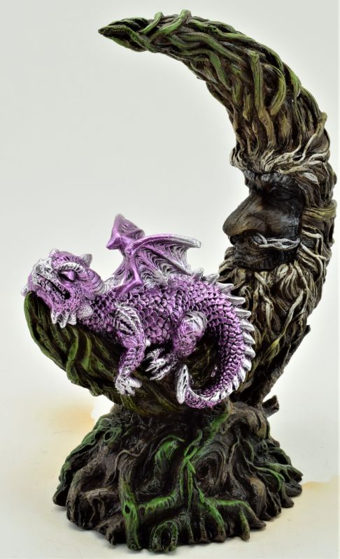 Ornament - Purple Dragon Lying On Moon with LED (21cm)