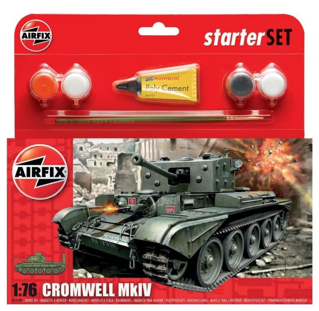 Detail-rich 1/76 scale model kit of the British Cromwell MKIV tank, perfect for military modeling enthusiasts.