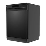 Sleek black Parmco freestanding dishwasher with LED display, 15 place settings, 5 wash programs, and energy-efficient features.