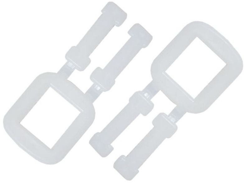 White polypropylene buckles, 19mm, lightweight and durable, ideal for securing light to medium weight packages. Box of 1000.