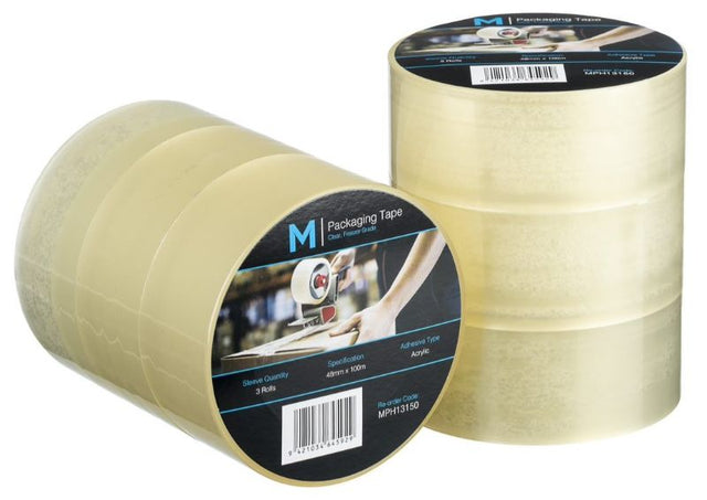 Clear freezer grade packaging tape rolls, 48mm x 100m, 60mu, designed for cold storage and food industry use. Pack of 36.